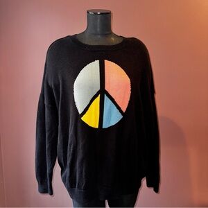 Torrid Black Knit Sweater with Colorful Peace Sign | Size 3 or Medium